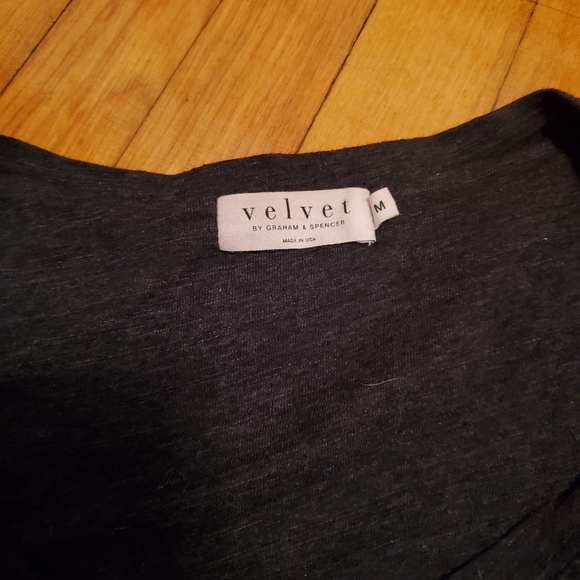 Velvet by Graham & Spencer dark grey long sleeve dress. Ruched one side. Women M - Picture 6 of 10